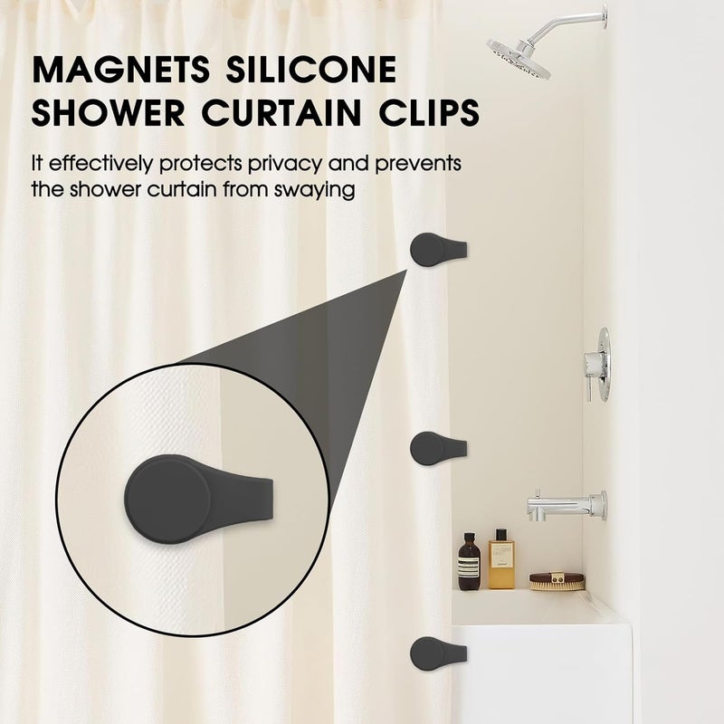 PRATIQUE 3PCS Silicone Magnetic Shower Curtain Clips for Liner, Self Adhesive Bathroom Windproof Splash Proof Multifunctional Fixed Clip Keep Curtain Liner Closed to Wall Shower Curtains Keeper - Image 2